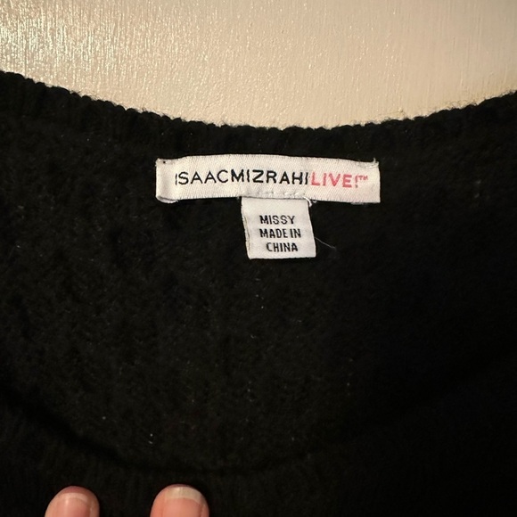 Isaac Mizrahi Live Poncho Black Knit Top Pull Over Knit Size M/L - Picture 6 of 6